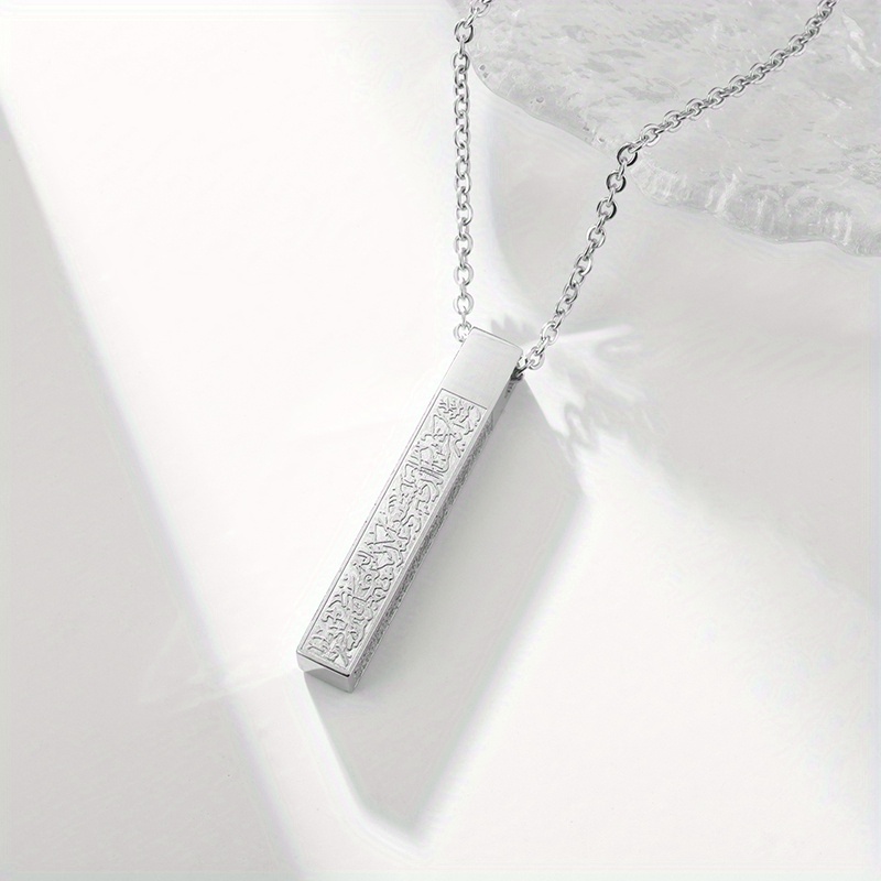Beautiful Stainless Steel Cube Necklace Engraved Scripture Pendant Amulet Men Gifts