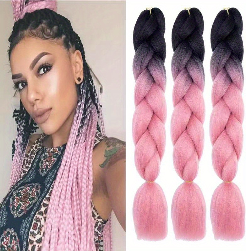 Long Jumbo Braiding Hair Extension Ombre Color Synthetic Temu