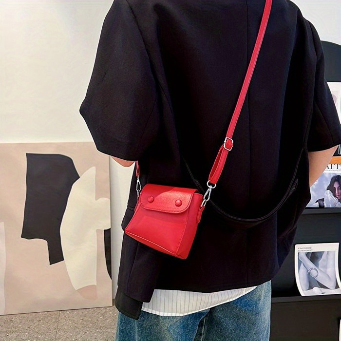 Pu Leather Asymmetrical Crossbody Bag, Solid Color Versatile