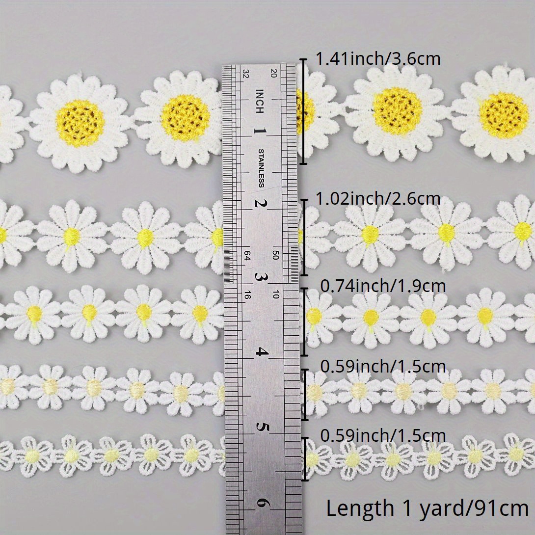 1 Yard Yellow Daisy Sun Flower Lace Trim Flower Embroidered - Temu