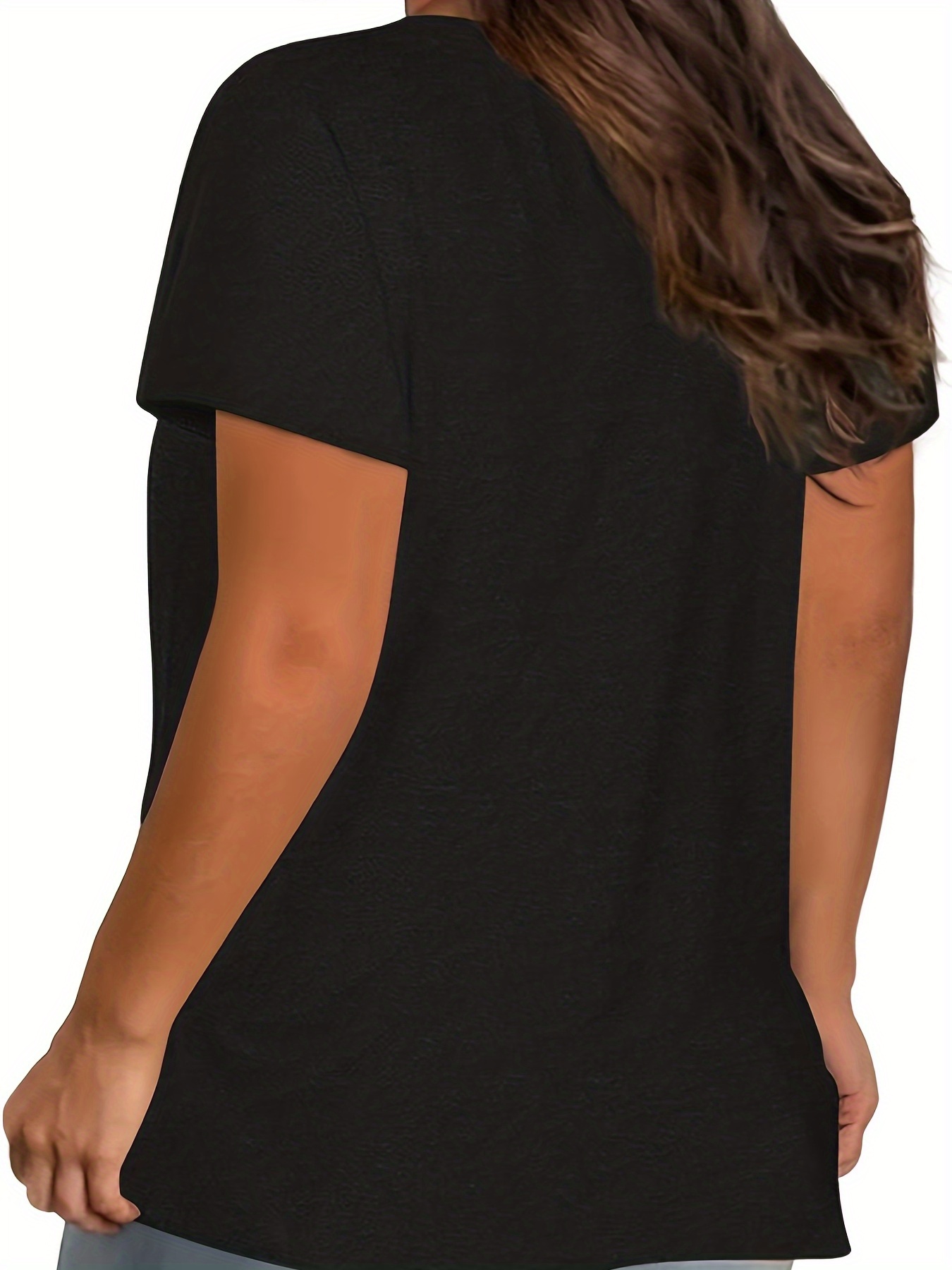 Women'S Plus Size Black T-Shirt - Casual Crew Neck, Short Sleeve, Lightweight & Stretchy, Summer Fashion, Everyday Tshirt|Casual Style|Comfortable Fit, Plus Size Shirts