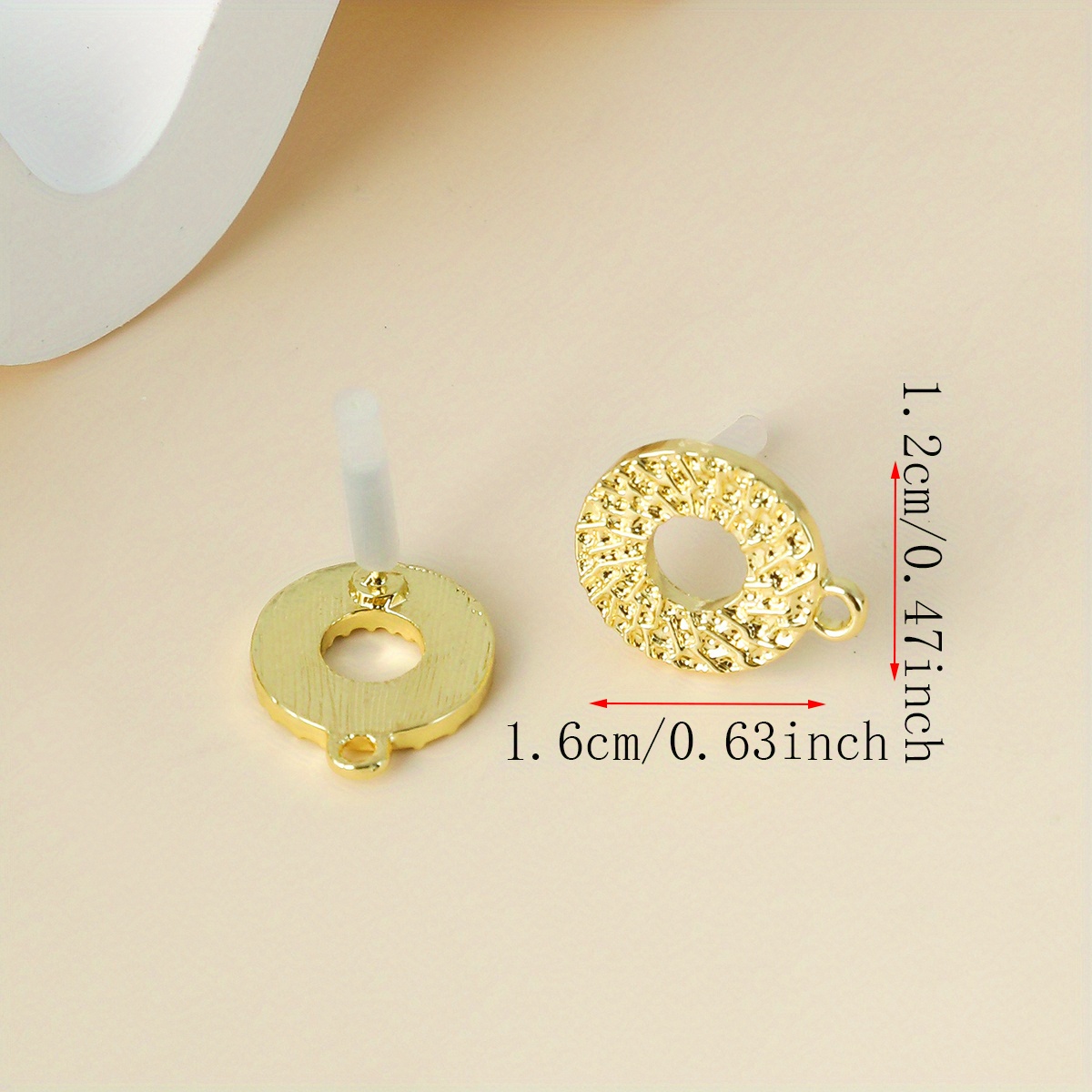 8pcs Cute Exquisite Surface Embossed Circle Stud Earrings Diy Upscale Elegant Jewelry Accessories