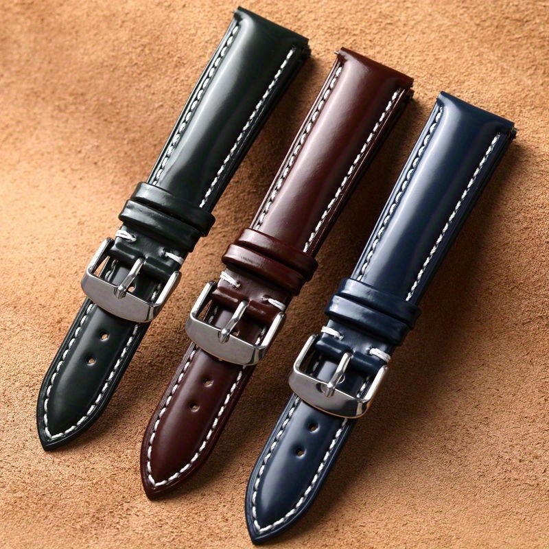 Quick Release Genuine Leather Watch Strap 18 19 20 21 22mm, Hand Stitched, Horsehide Leather, Suitable For Men And Women, Spring Bars, Ideal choice for Gifts details 1