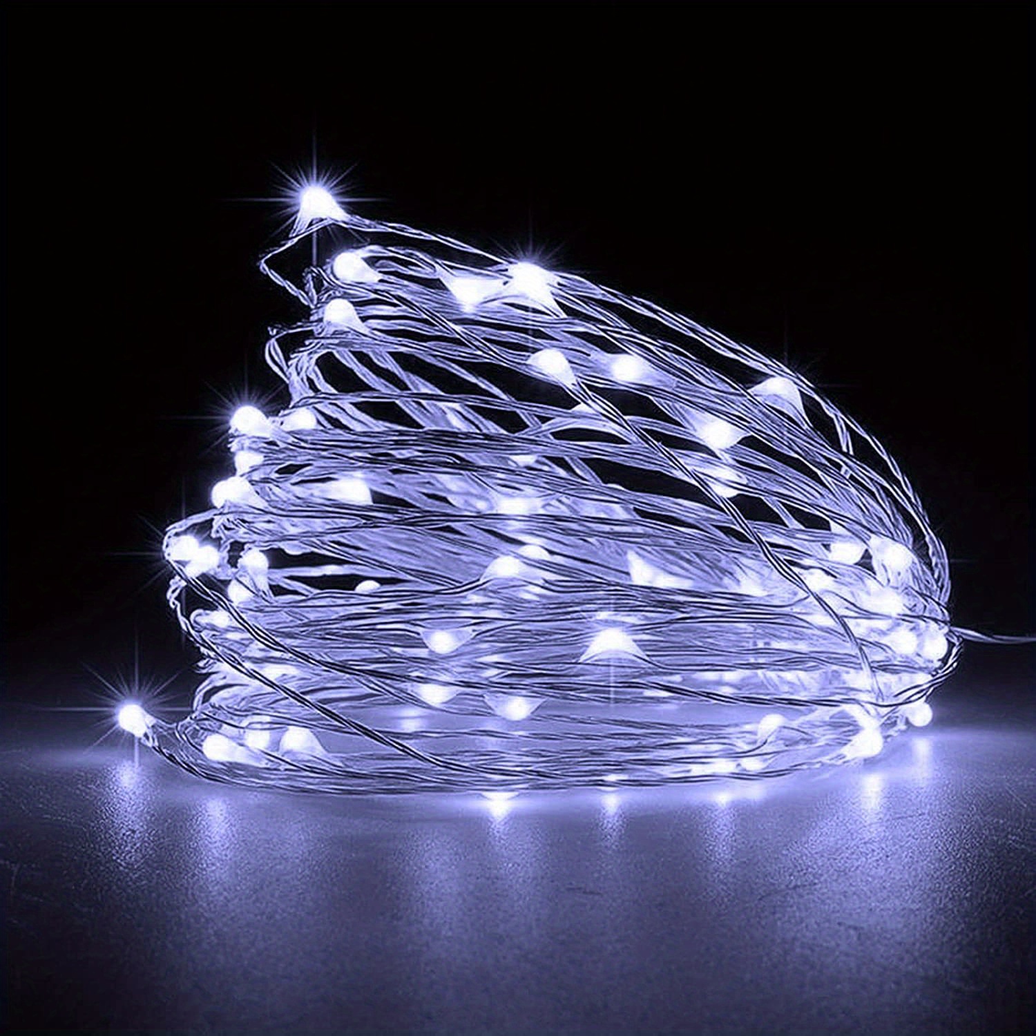 Battery-Operated 20 LED Fairy Lights - Cool White/Silver Wire