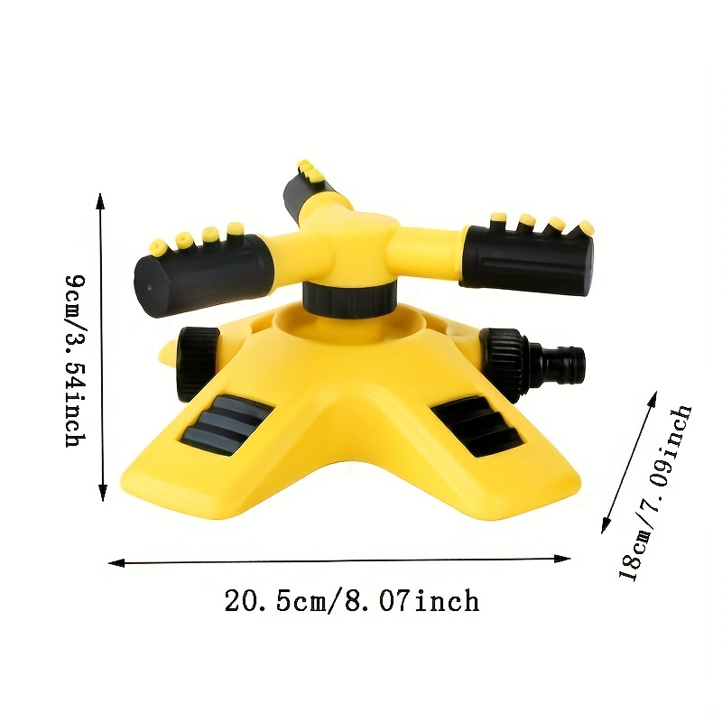 1pc lawn automatic sprinkler 360 rotating 3 adjustable rotating arms combinable multi angle large area coverage for garden lawn automatic irrigation roof cooling yellow details 0