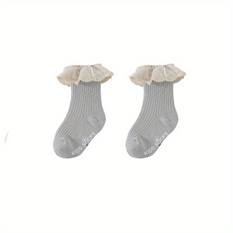 Girls Lace Trim Short Crew Socks Breathable Comfortable Princess Socks
