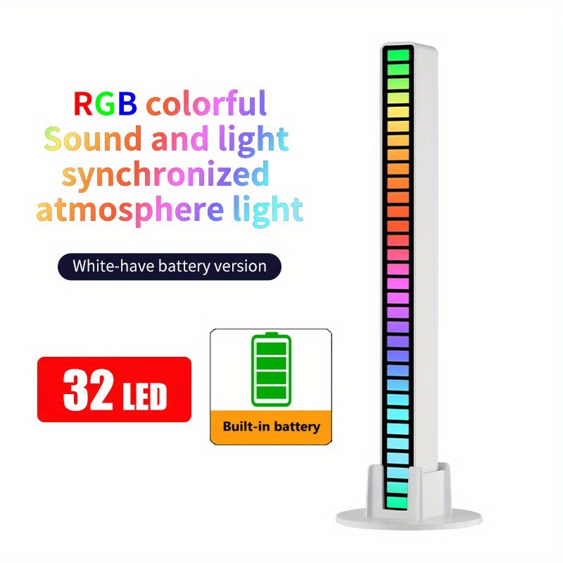 32 Led Rgb Car Atmosphere Strip Light Bar Sound Control Music Sync Rhythm  Lamp