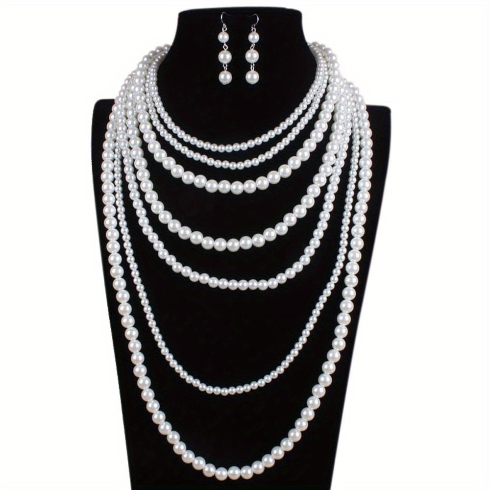 popular   elegant handcrafted multi layer   pearl necklace set for women silvery plated   work travel parties ideal gift for   mothers day details 2