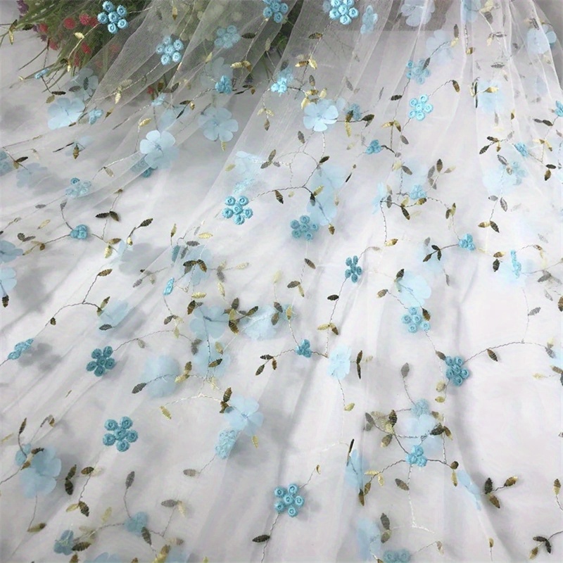 3d Embroidered Floral Pattern Tulle Fabric Lace Fabric For - Temu