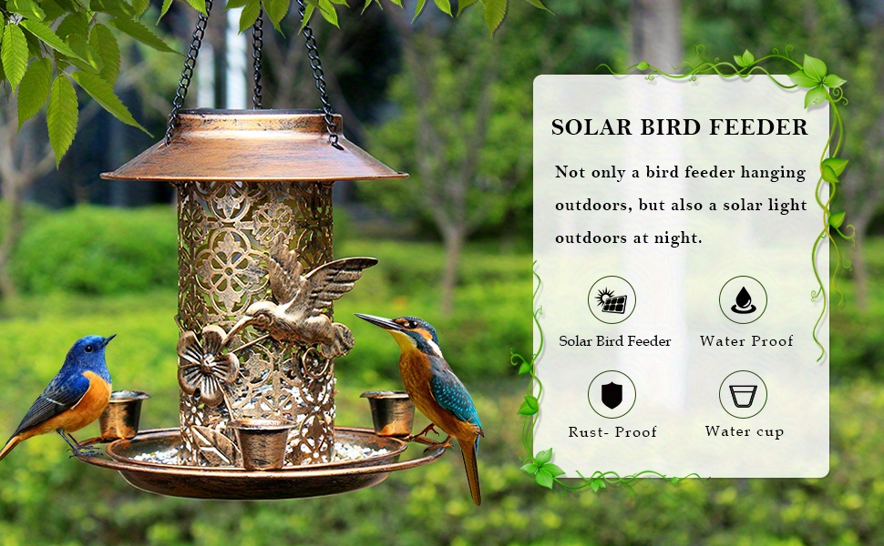 Attract Wild Birds Garden Solar powered Bird Feeder Lantern! - Temu