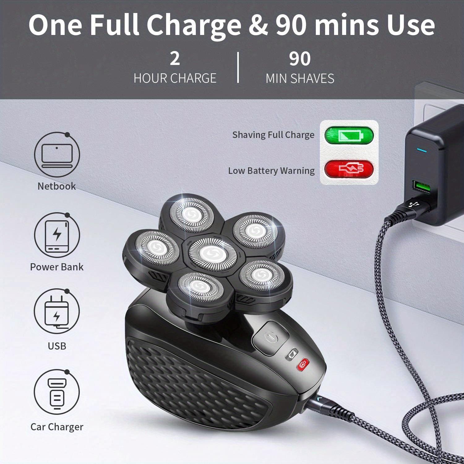 1 Electric Shaver Bald Men 6d Professional Men's Razors Temu