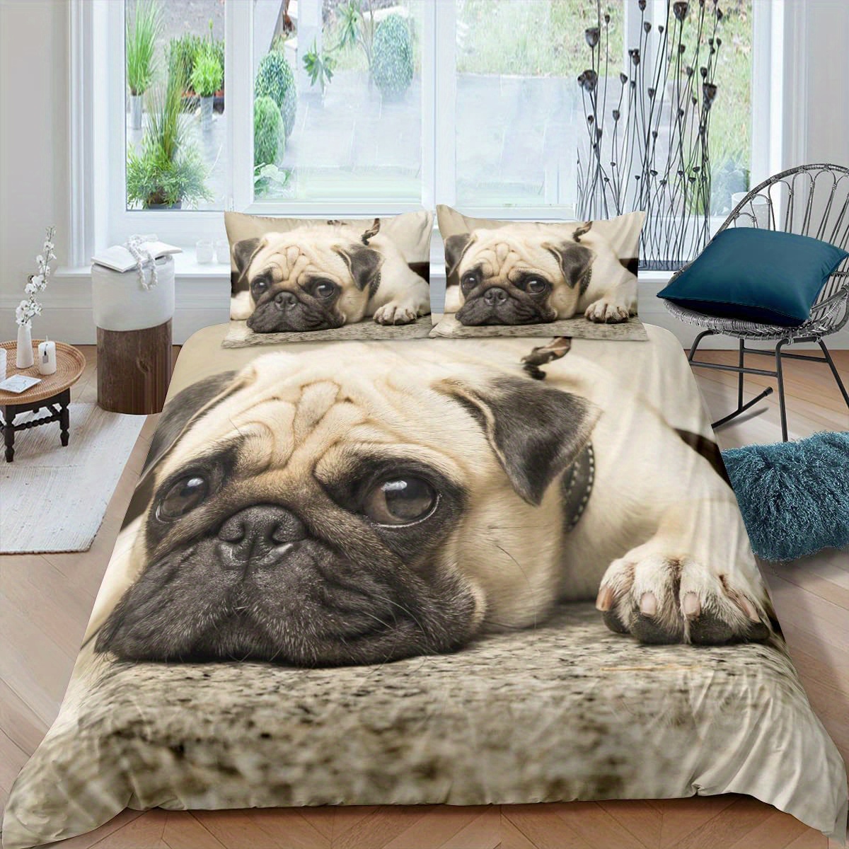 3d Cute Dog Print Duvet Cover Set (1 Duvet Cover + 1/2 - Temu