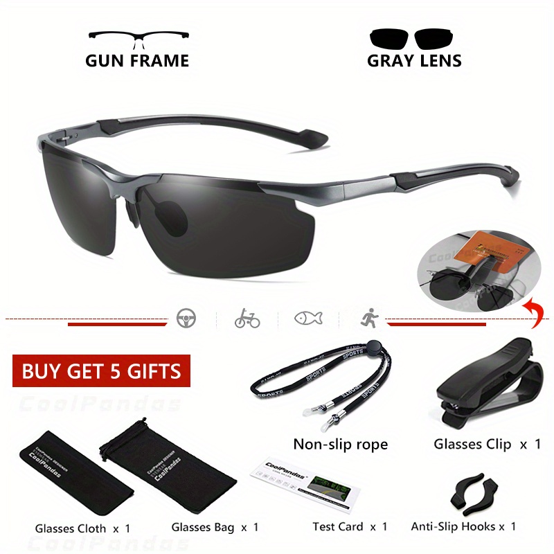 HD Polarized Photochromic Sunglasses Men Aluminium Driving Sport Glasses  Eyewear 
