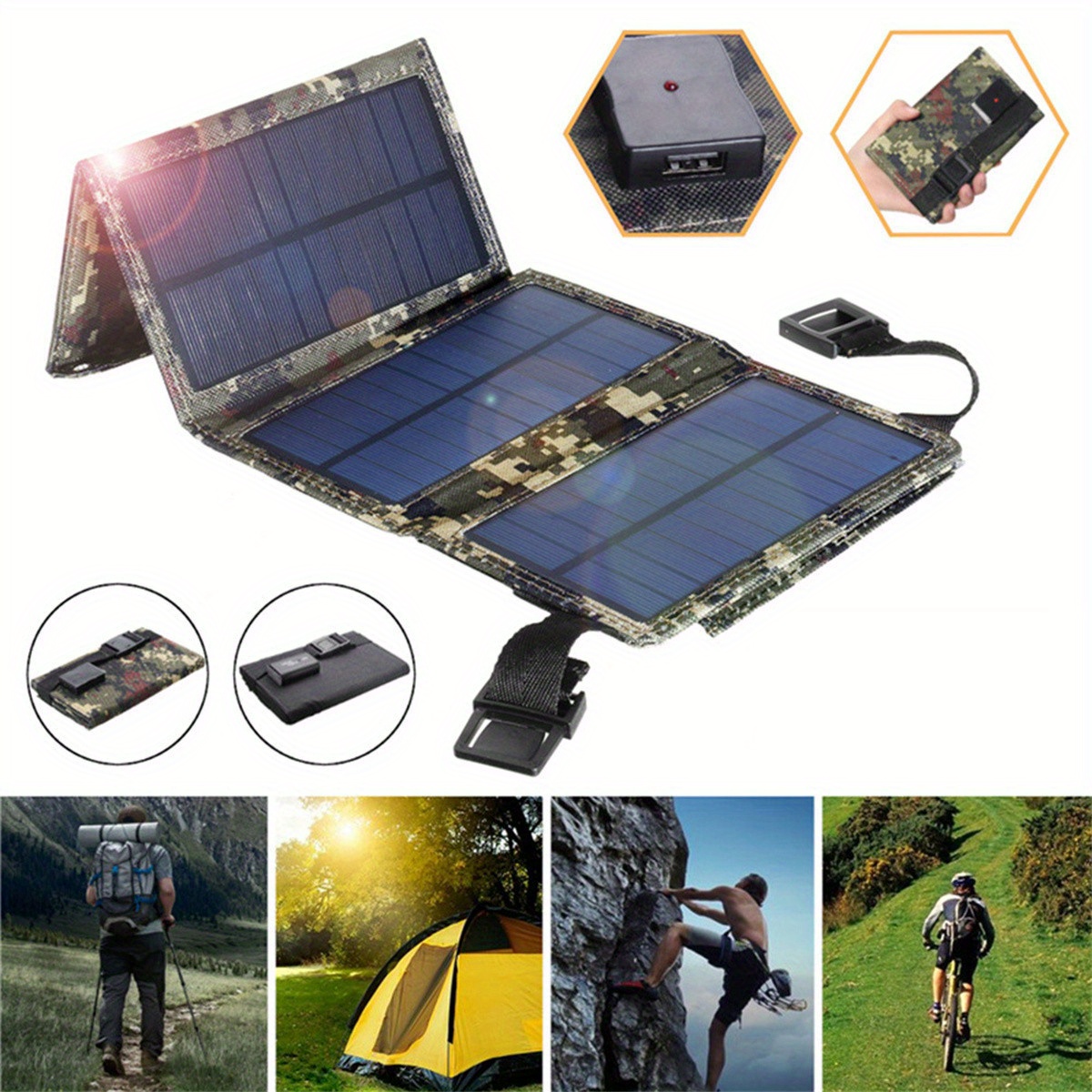 1pc waterproof solar panels portable foldable dual 5v usb solar panel charger power bank for phone battery details 0
