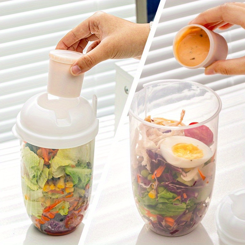 Leakproof Bpa Free Portable Double-layer Breakfast Cup With Fork - Perfect  For Yogurt, Oatmeal, Milk, Salad & Lunch! - Temu