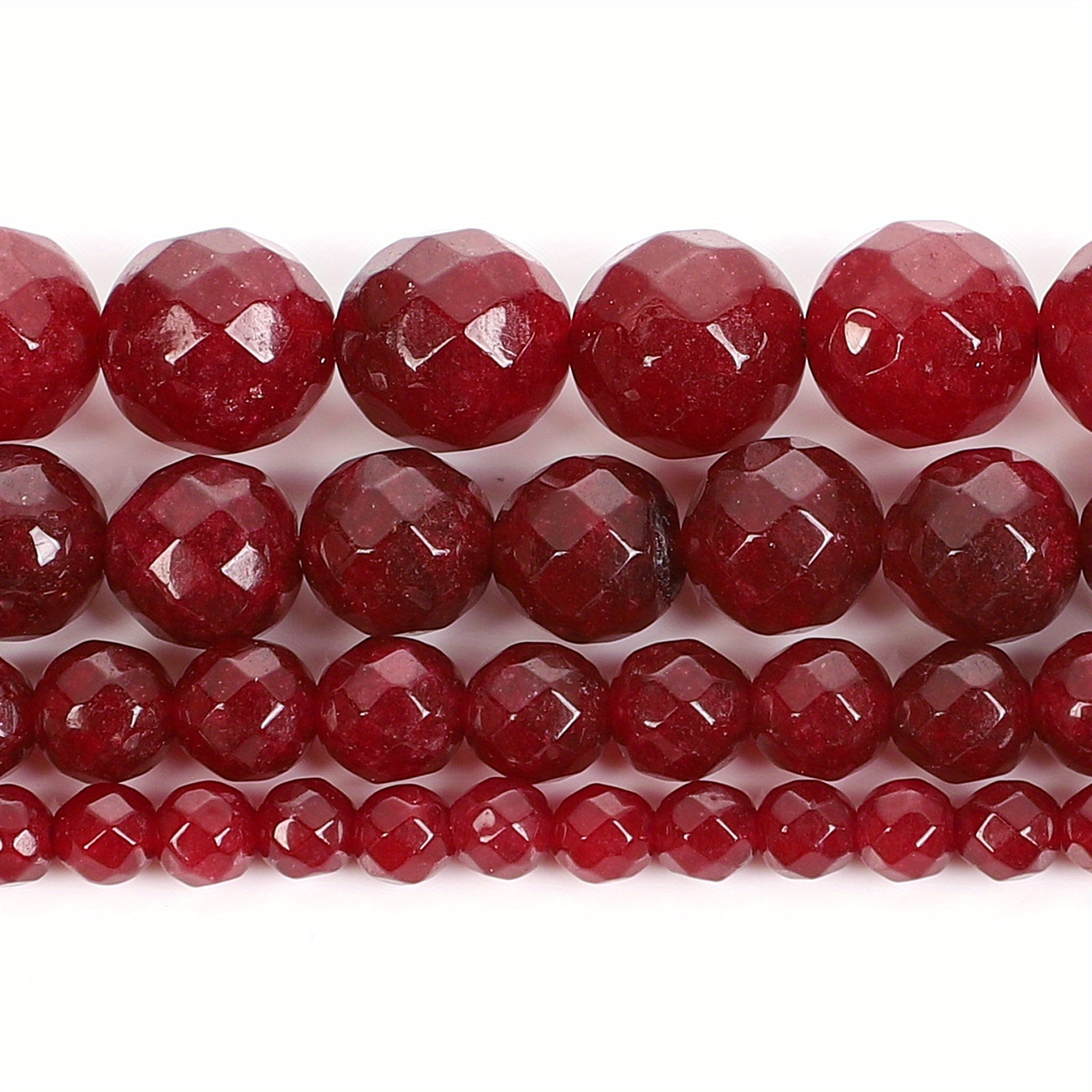 Red Faceted Agate Natural Stone Beads Crystal Round Loose Spacer Bead For  Jewelry Making DIY Needlework Bracelets Necklace 4-12MM