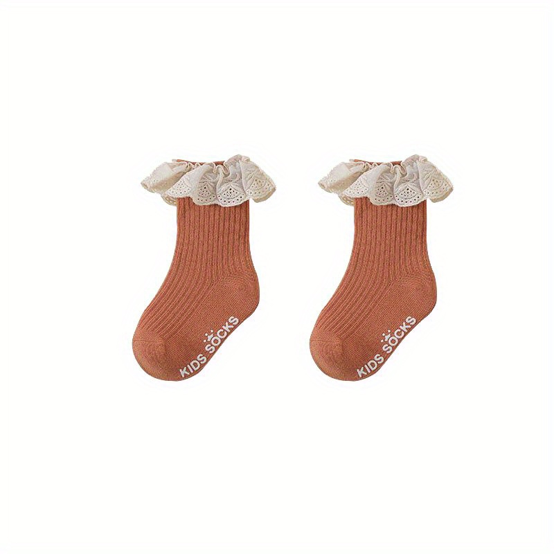 Girls Lace Trim Short Crew Socks Breathable Comfortable Princess Socks