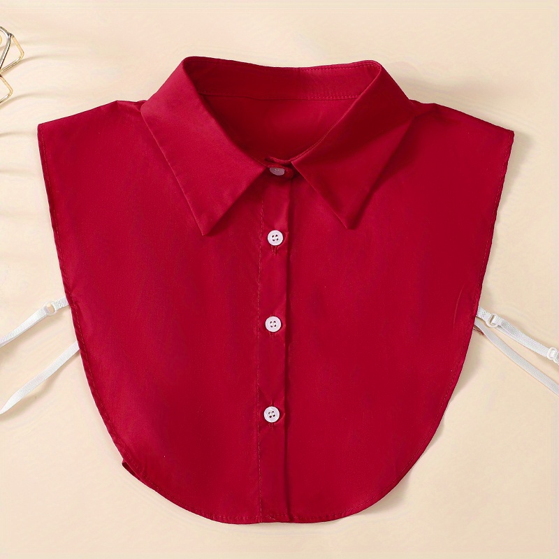 TEMU Blusa De Cuello Falso Elegante, Roja, Con Cuello Falso Desmontable Y Cuello Para Mujer