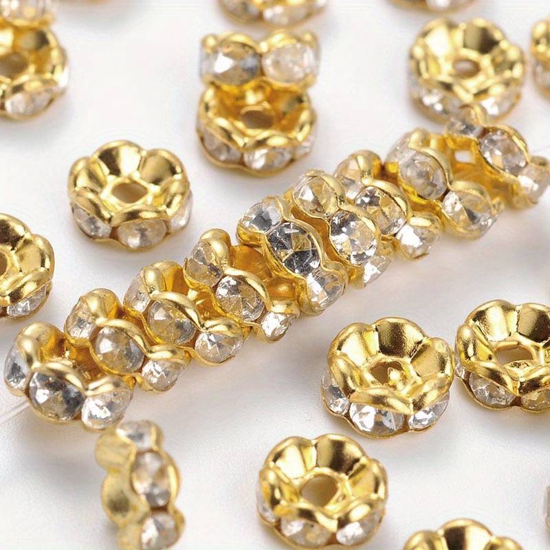 Gold Plated Czech Crystal Rhinestone Rondelle Spacer Beads 4mm,6mm