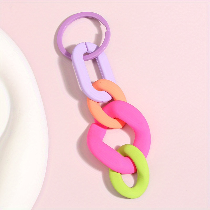 1pc Y2k Color Block Keychain Cute Key Ring Purse Bag Backpack Car Charm Earphone Accessory Women Gift
