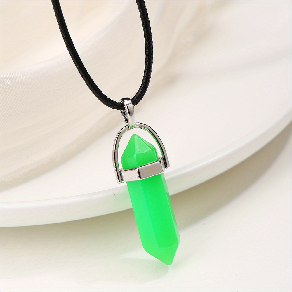 Green crystal stone on sale necklace