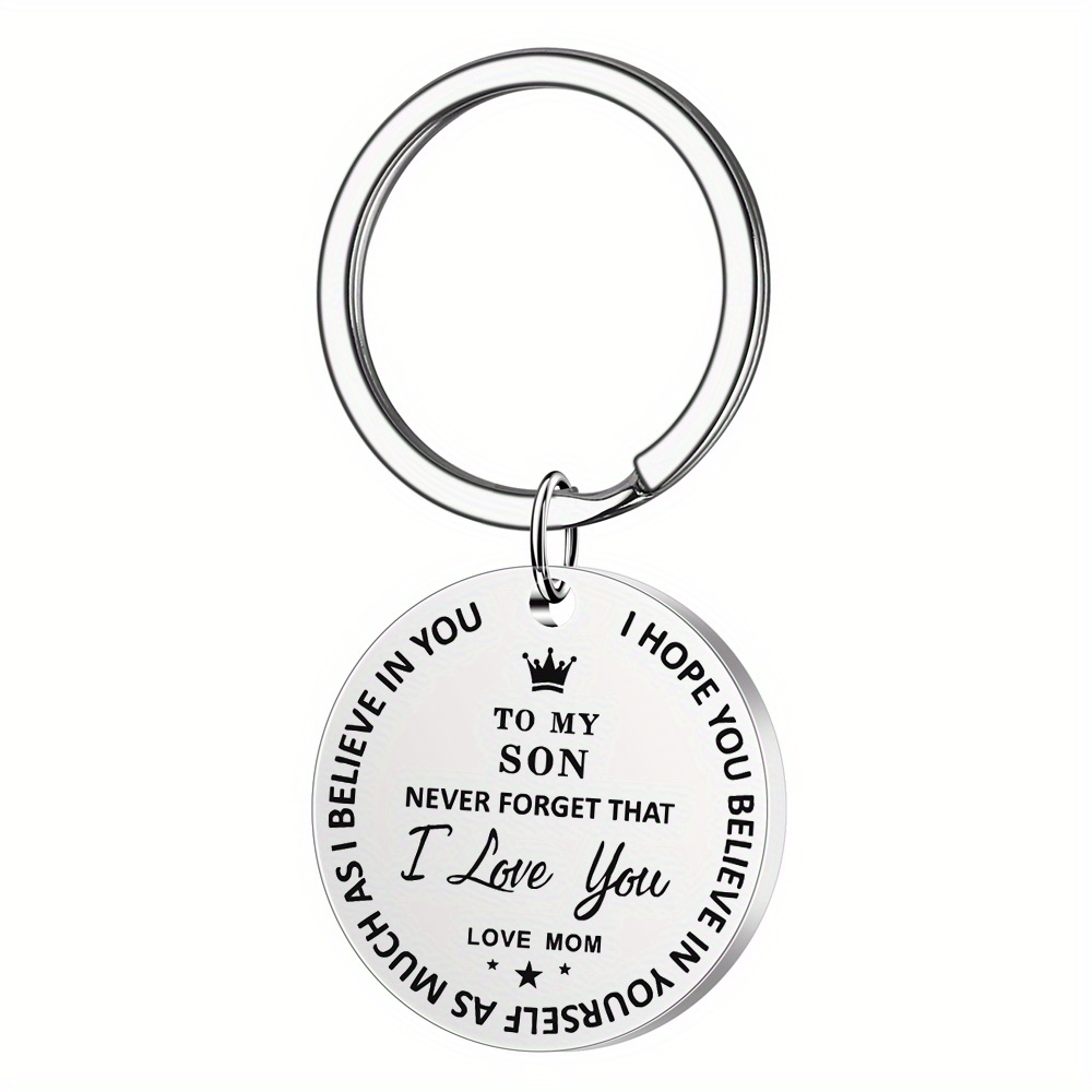 To My Son Keychain Mom To Son Cute Metal Key Chain Ring Necklace Pendant  Graduation Day Birthday Party Gift For Son Teen Boys - Temu