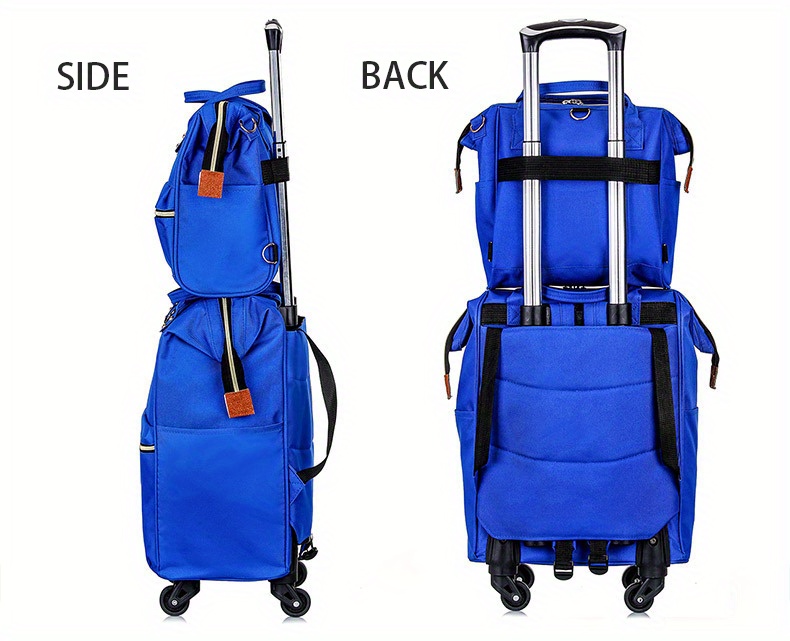 2 pcs fashion oxford bull pull rod bag duffle double shoulder back set travel case bag universal wheel luggage expexpable details 5