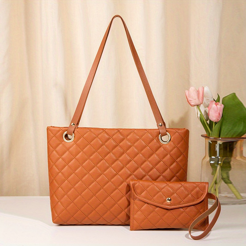 Women's Minimalist Tote Bag Quilted Detail Shoulder Bag - Temu