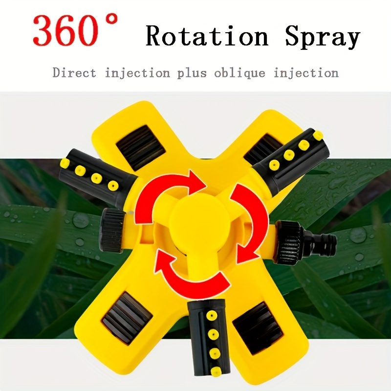 1pc lawn automatic sprinkler 360 rotating 3 adjustable rotating arms combinable multi angle large area coverage for garden lawn automatic irrigation roof cooling yellow details 1