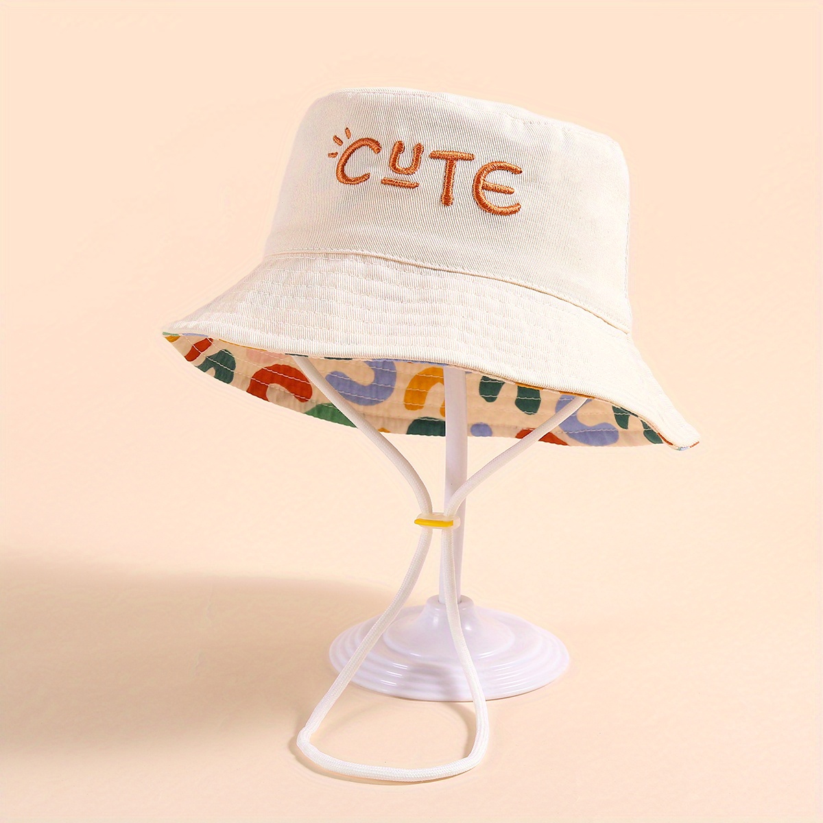 Cute Letter Embroidery Fisherman Hat, Breathable Drawstrings Wide Brim Bucket Hat For Outdoor Traveling Beach Party Boys And Girls Teen Accessories.