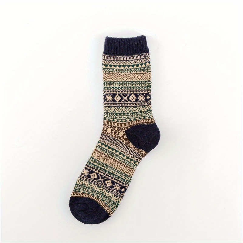 1 5pairs Men's Vintage Ethnic Style Comfortable Warm Crew Socks For ...