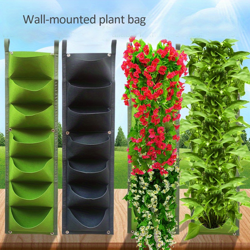 1pc Vertical Wall Mounted Flower Grow Bag Garden Planter Space Saving ...