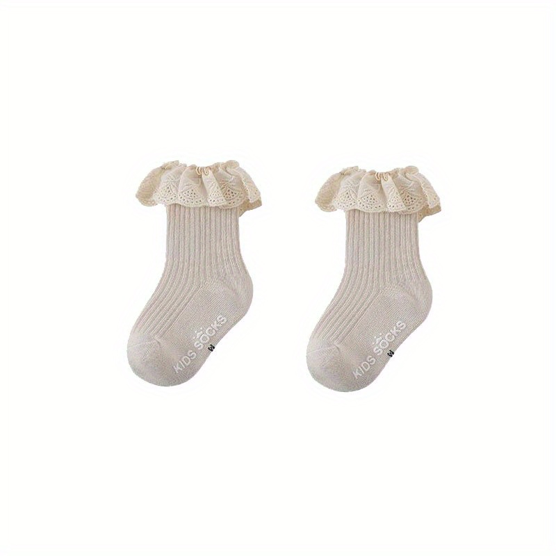 Girls Lace Trim Short Crew Socks Breathable Comfortable Princess Socks