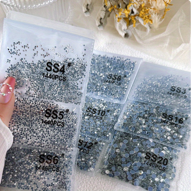  1.2-8mm Silver Rhinestones for Crafts- Silver Flatback  Rhinestones for Crafts- Crystal Rhinestones for Crafts- Acrylic Flatback  Rhinestones Diamond Shape (SS20-1440 Pcs)