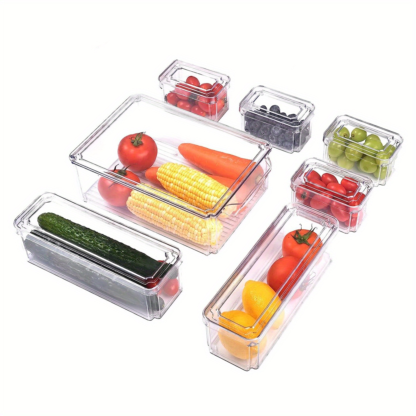  JETEHO 10 Pack Refrigerator Organizer Bins, Fridge Organizers  and Storage Clear, Stackable Fridge Organizer with Lid, BPA-Free Fruit  Storage Containers for Fridge, Kitchen, Food, Produce, Vegetable: Home &  Kitchen