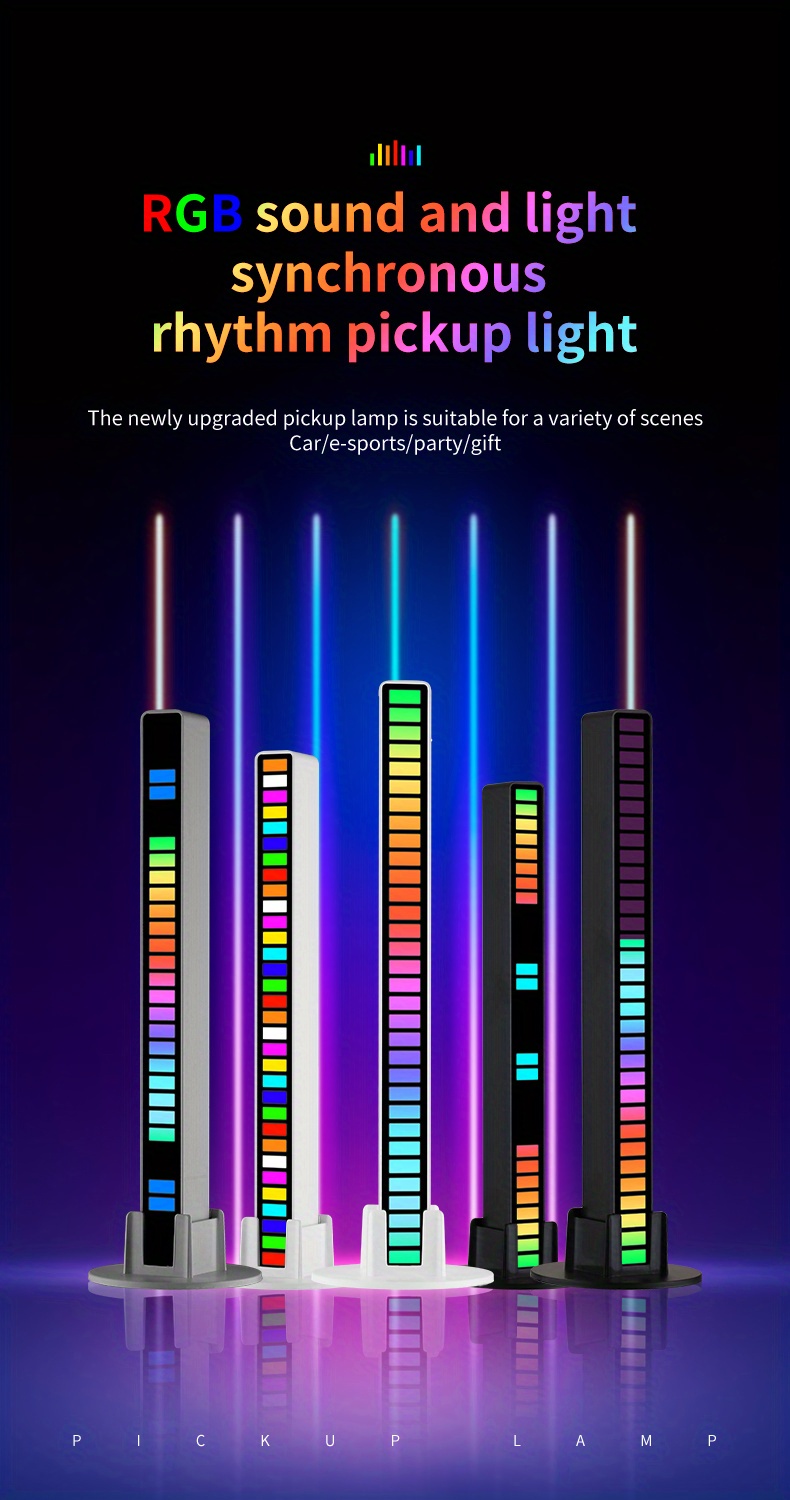Rgb Led Lights Bar Sound Control Color Rhythm Ambient Lamp - Temu