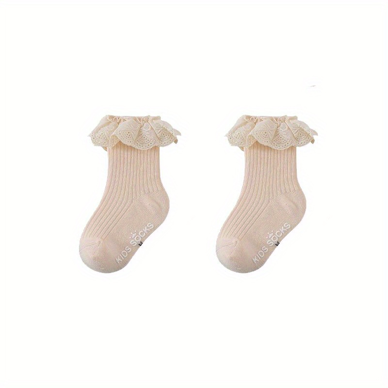Girls Lace Trim Short Crew Socks Breathable Comfortable Princess Socks