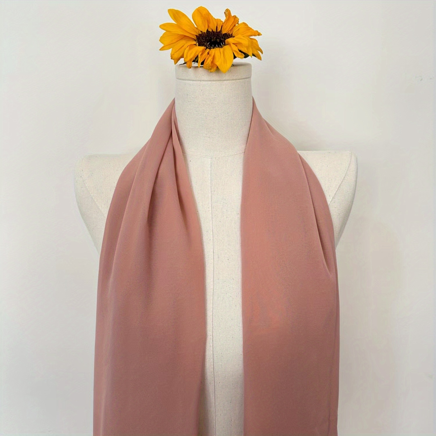 2pcs Soft Chiffon Scarf & Inner Cap Set Solid Turban Head Wrap Shawl