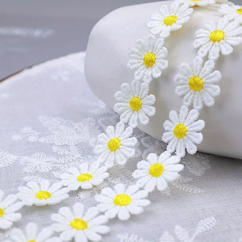 1 Yard Yellow Daisy Sun Flower Lace Trim Flower Embroidered - Temu