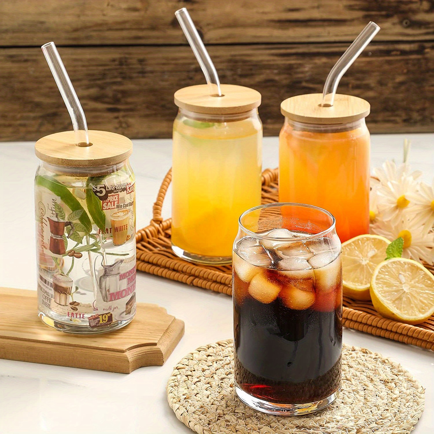 Cola Can Shaped Glass Cup Transparent Glass Tea Coffee Mug Ice Beer Cup  Juice Milk Drinking Cup Mug Bar Cocktail Cup 400ml/550ml