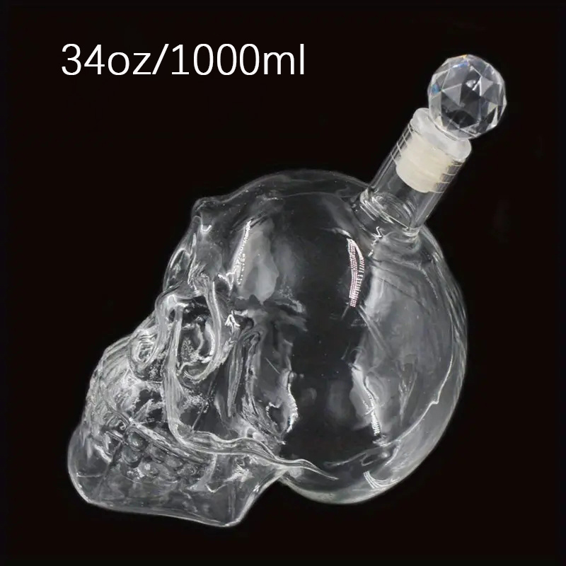 Skull Decanter Lead free Glass Cork Stopper Whiskey Decanter