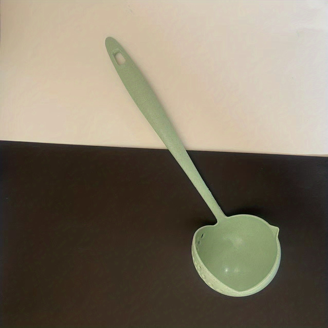 1pc Beige Plastic Soup Ladle With Wheat Straw Long Handle, Perfect For  Serving Soup, Kitchen Utensils