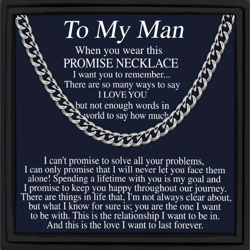 Image of Stylish Classic Stainless Steel Cuban Chain Necklace - Promise Necklace To Men - Card And Gift Box Packaging Birthday Gift Father's Day Gift Christmas Gift