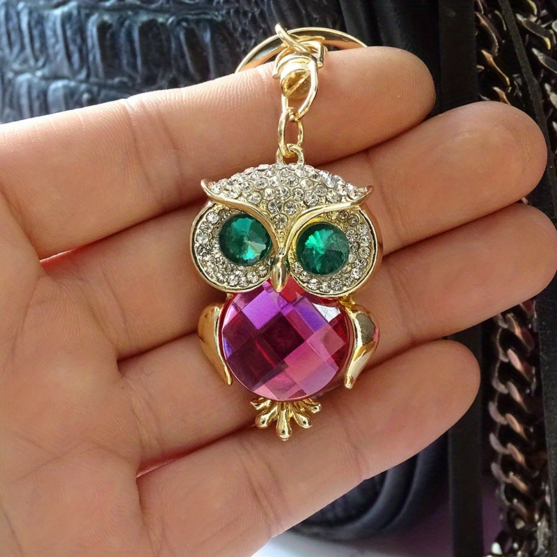 Beautiful Owl Rhinestone Key Chain Crystal Purse Keychain Bag Key