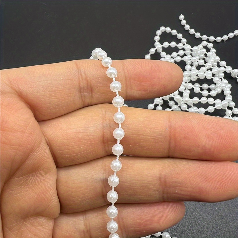 10M Acrylic Pearl Garland String Chain Spool Beads for Wedding Favor Bridal Bouquet Party Decoration (White), Women's, Size: One Size