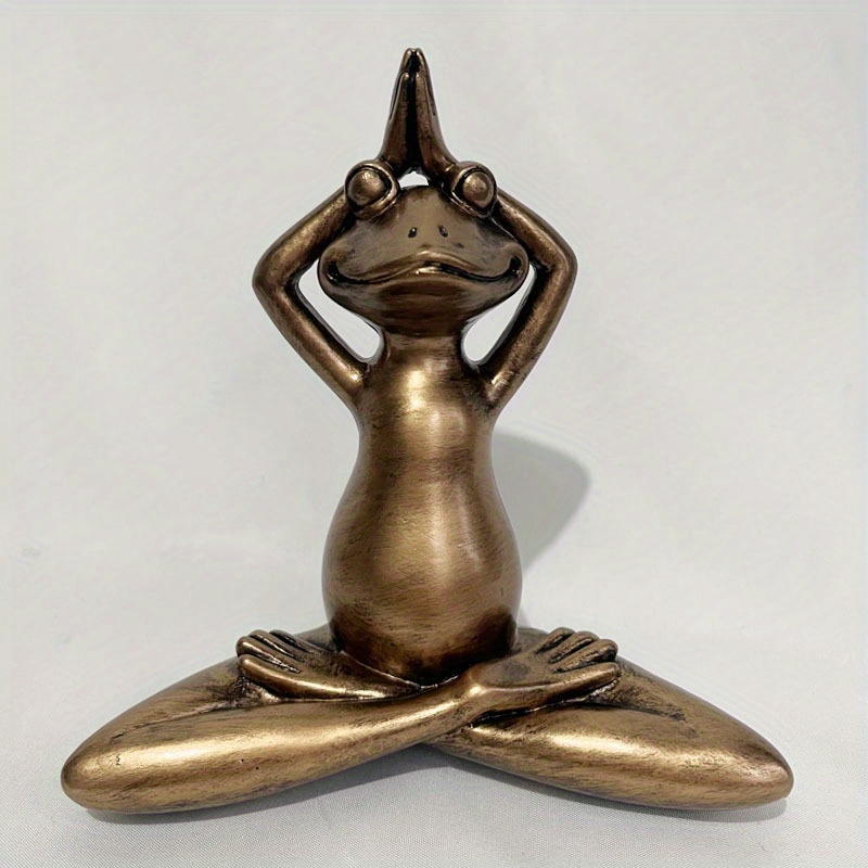  hobbyme Meditating Yoga Frog Statue Figurine Home Decorative  Accent Decor for Tabletop Living Room Bedroom Office Desktop Cabinet Shelf  Brown : Home & Kitchen