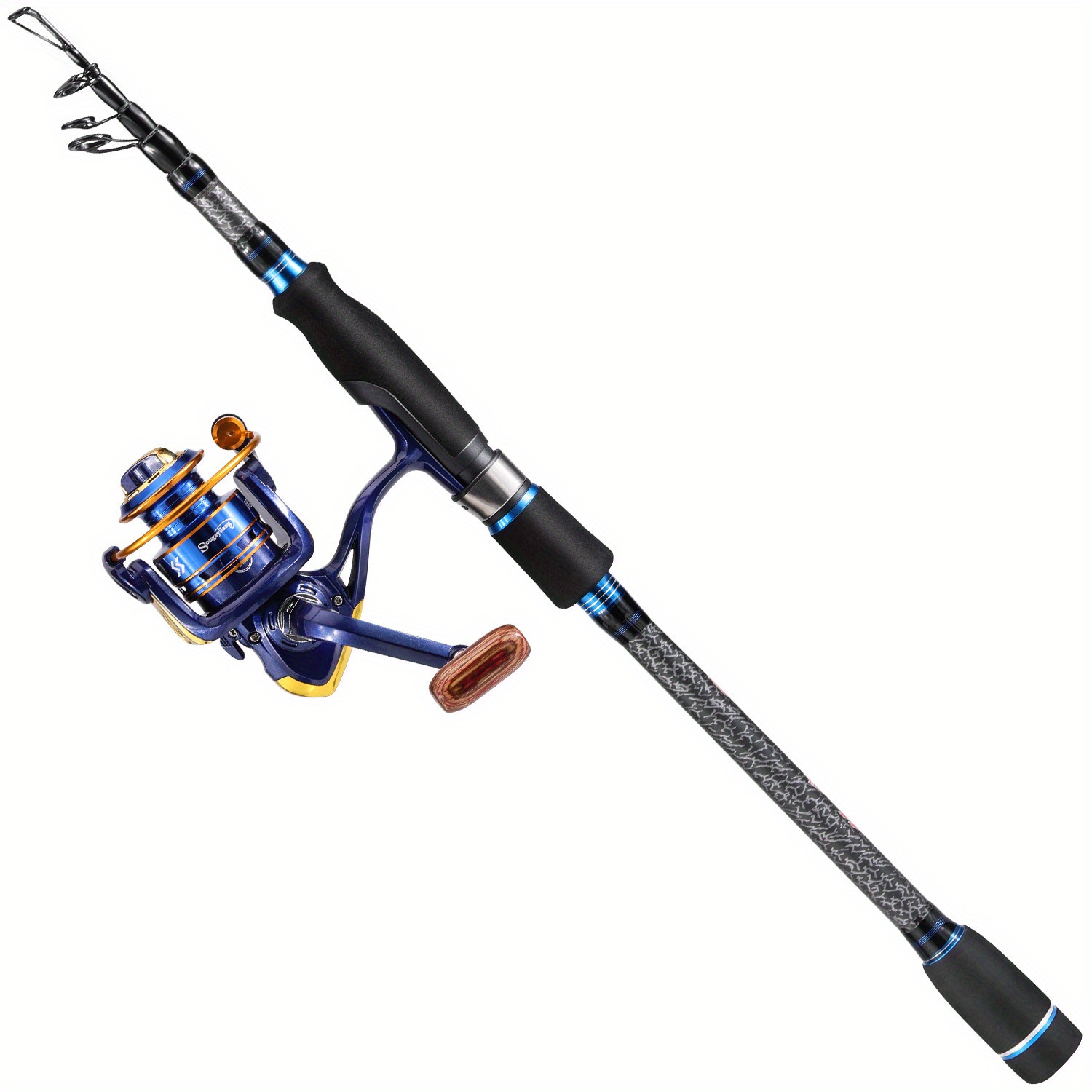 Sougayilang Fishing Rod Reel Combo，Carbon Fiber Protable Casting Spinning &  Fishing Pole and Colorful Casting & Spinning Reel for Travel 4 Pieces