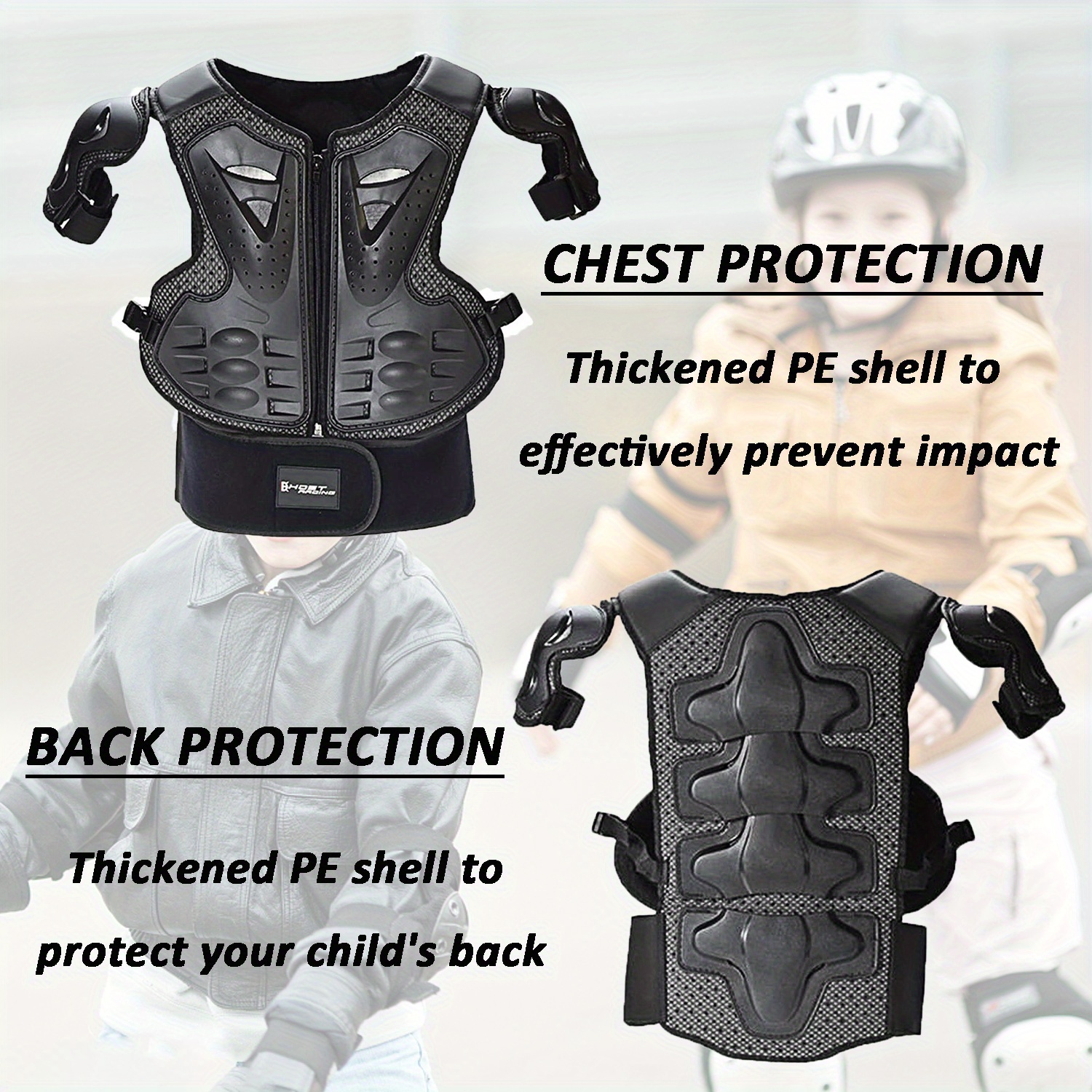  WOSAWE Equipement de Protection Moto pour Enfants, Protecteur  de Le Dos et la Poitrine avec Coudières et Genouillères pour Vélo, Ski,  Scooter, Planche à roulettes (BC205 Sets S)