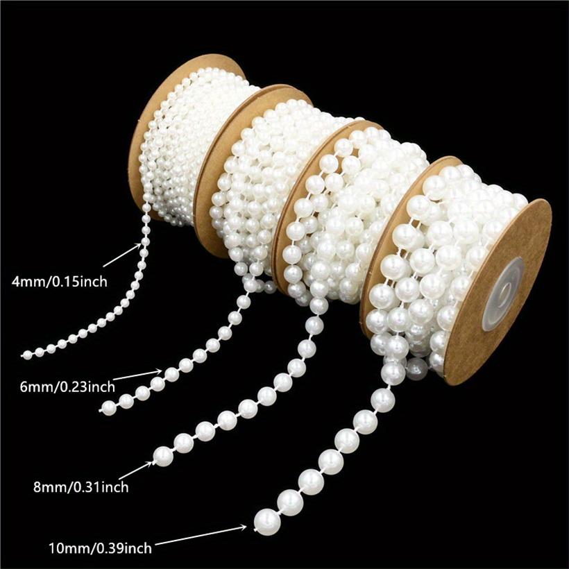 White Round Mini Beads Chain Roll Garland Flowers Acrylic - Temu