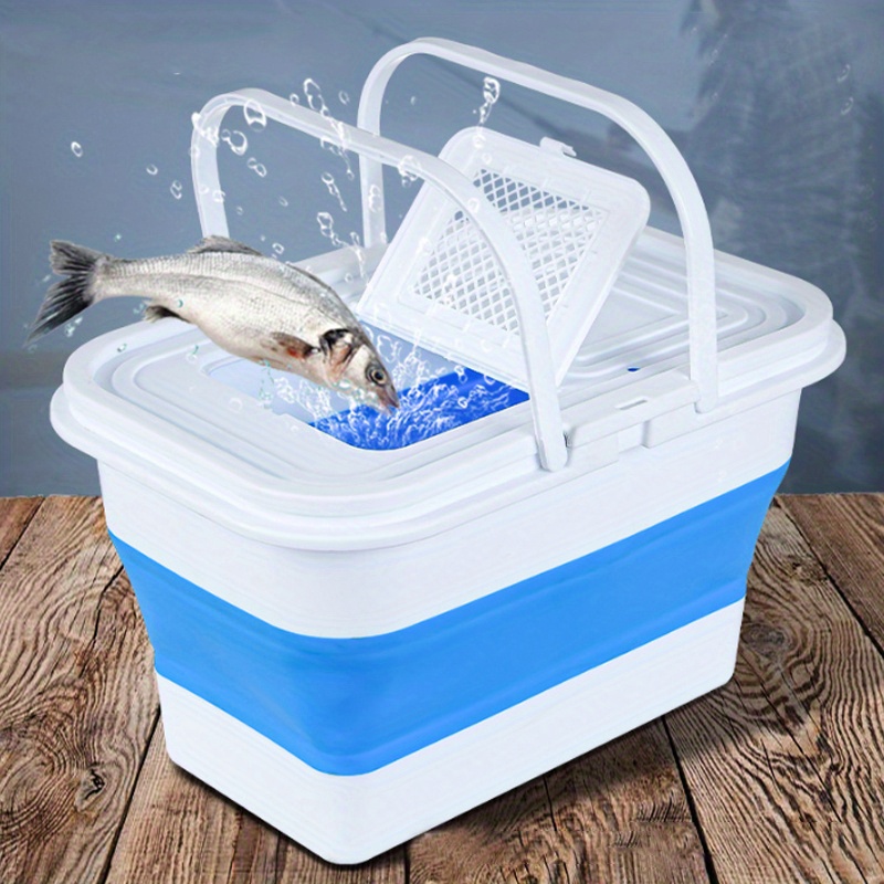  Transparent Top Cover Fishing Bucket, Foldable Fish